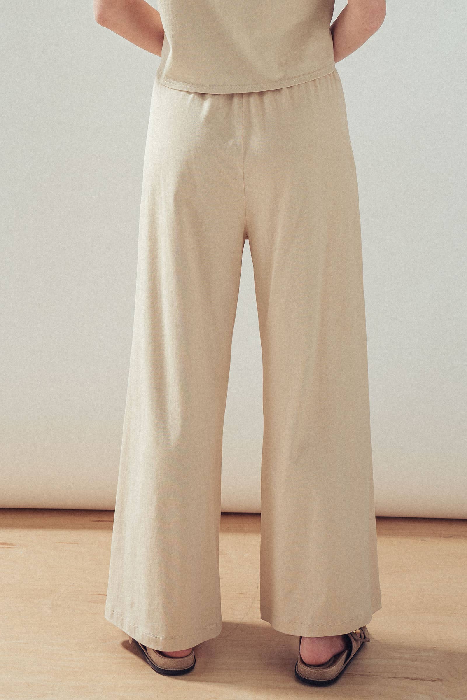 Elastic Waist Wide Leg Knit Pants