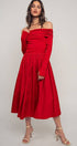 Urban Daizy Elegant Off Shoulder Ruched Long Sleeve Spring Midi Dress Red Dress - Women's (UDZ-DR-00366) – alternate view 9