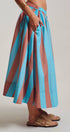 Urban Daizy Retro Chevron Stripe Elastic Waist Maxi Skirt Blue-Brown Skirt - Women's (UDSK0106-Blue-Brown) – alternate view 4