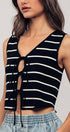 Urban Daizy Striped Tie-Front Cropped Knit Top Black White Knit Top - Women's (UDZ-TP-00750) – alternate view 25