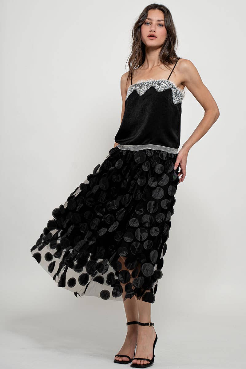 Urban Daizy Polka Dot Tulle Midi Skirt with Elastic Waist Black Skirt - Women's (UDZ-SK-00104) – alternate view 20
