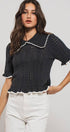 Urban Daizy Crochet Knit Ruffled Top Black Knit Top - Women's (UDZ-TP-00721) – alternate view 21