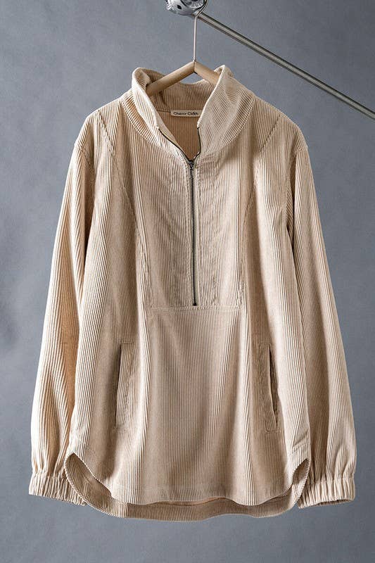 Urban Daizy Corduroy Funnel Neck Half Zip Pullover Top Black Tunic - Women's (UDZ-OT-00138) – alternate view 19