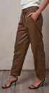 Faux Leather Drawstring Jogger Pants in BROWN - Women's Casual Pants | Urban Daizy