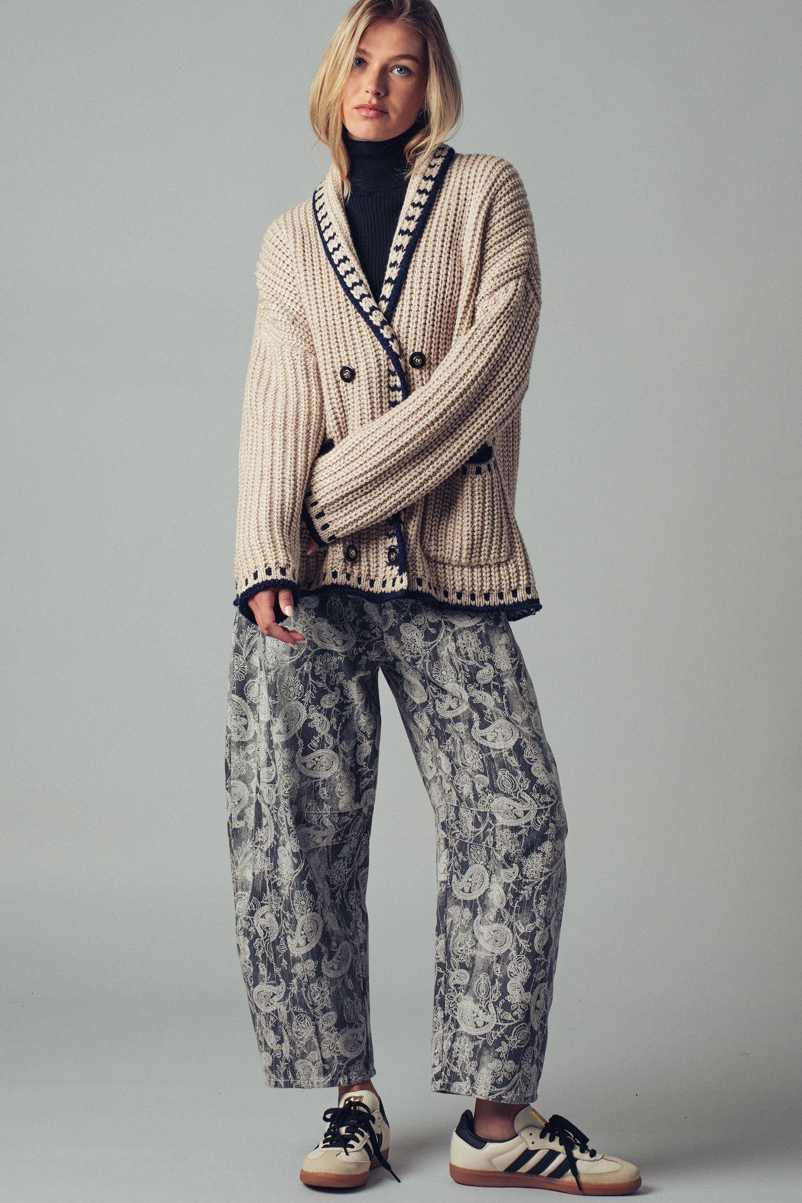 Urban Daizy Paisley Print Cropped Wide Leg Pants Grey Pants - Women's (UDZ-TP-00813) – alternate view 11