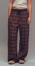 Urban Daizy Plaid Wide-Leg Lounge Pants Brown-Multi Lounge Sweatpants/Joggers - Women's (UDZ-KN-00150) – alternate view 3