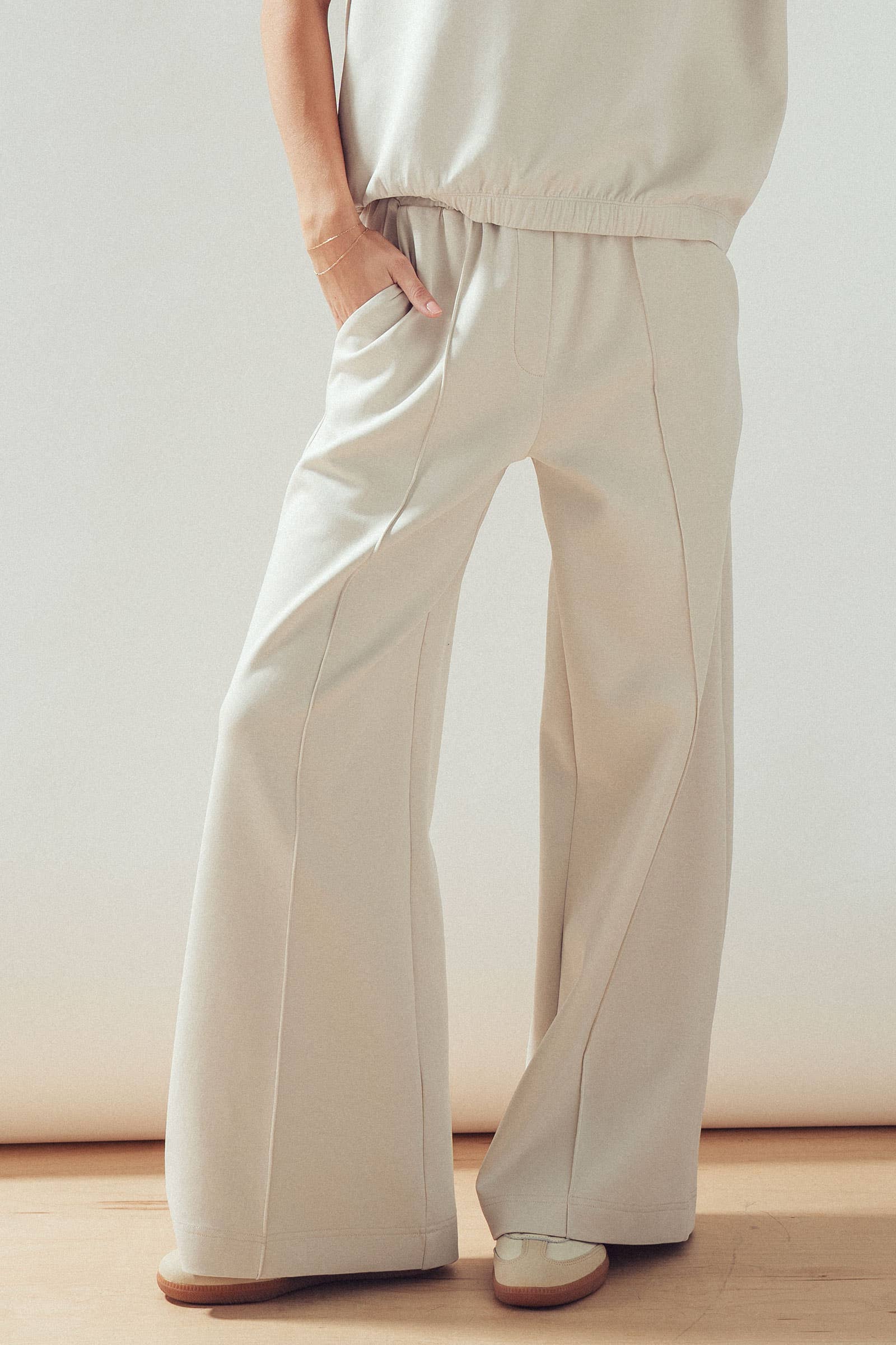 Seamed Front Wide Leg Lounge Pants