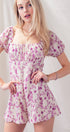 Urban Daizy Romantic Puff Sleeve Open Back Floral Romper Ivory Lavender Romper - Women's (UDZ-JR-00001) �������