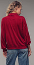 Urban Daizy Waffle Knit Collared Snap Placket Pullover Deep-Red Sweatshirt - Women's (UDZ-KN-00656) – alternate view 8
