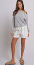 Urban Daizy Asymmetrical Striped One-Shoulder Top Ivory-Black Knit Top - Women's (UDZ-TP-01085-Ivory-Black) – alternate view 11