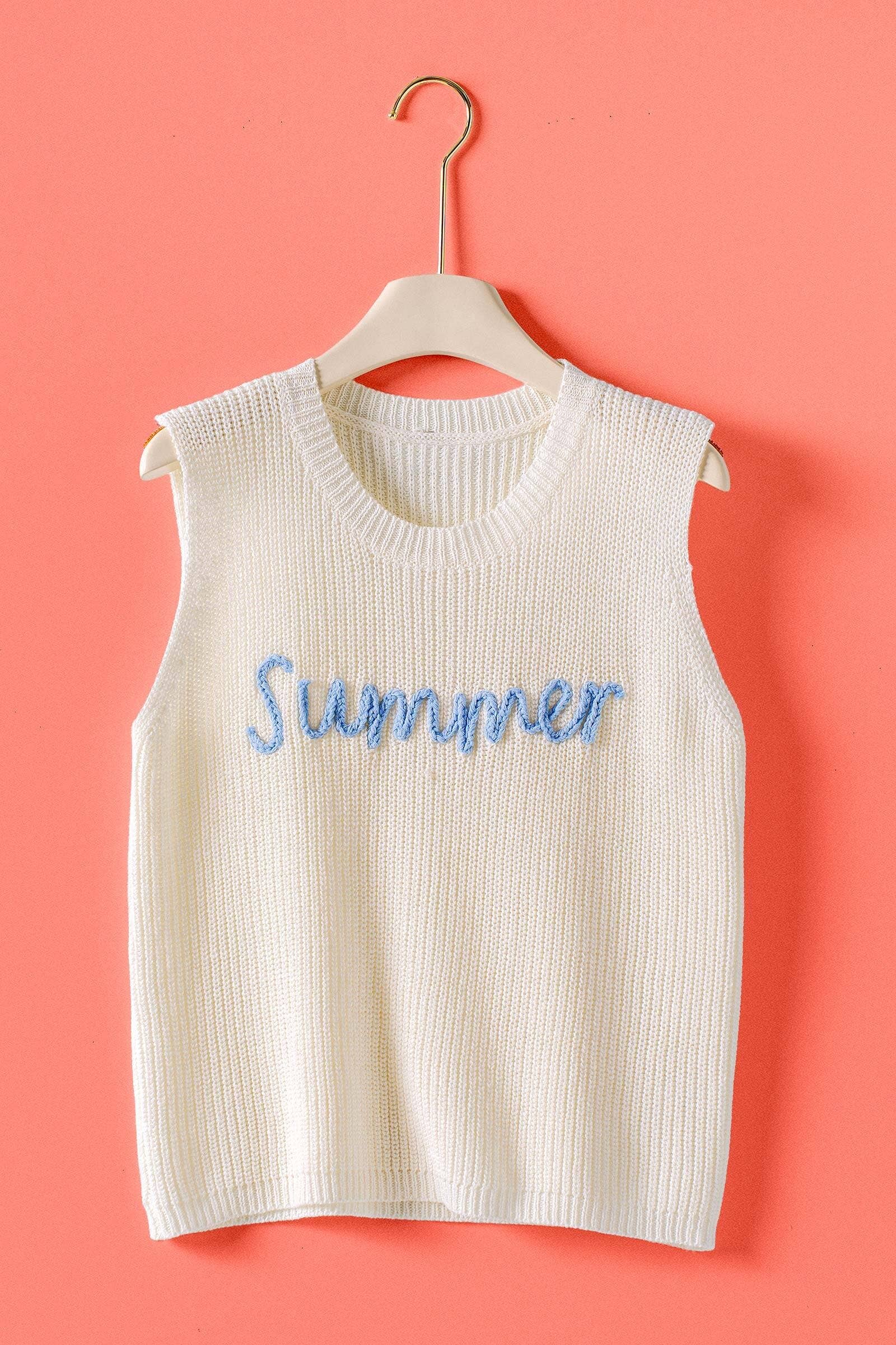 Urban Daizy "Summer" Script Embroidered Knit Tank Top Coral Tank Top - Women's (UDZ-TP-01064) – alternate view 3