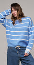Cloud Nine Fuzzy Stripe Sweater in IVORY BLUE - Women's Sweaters | Urban Daizy