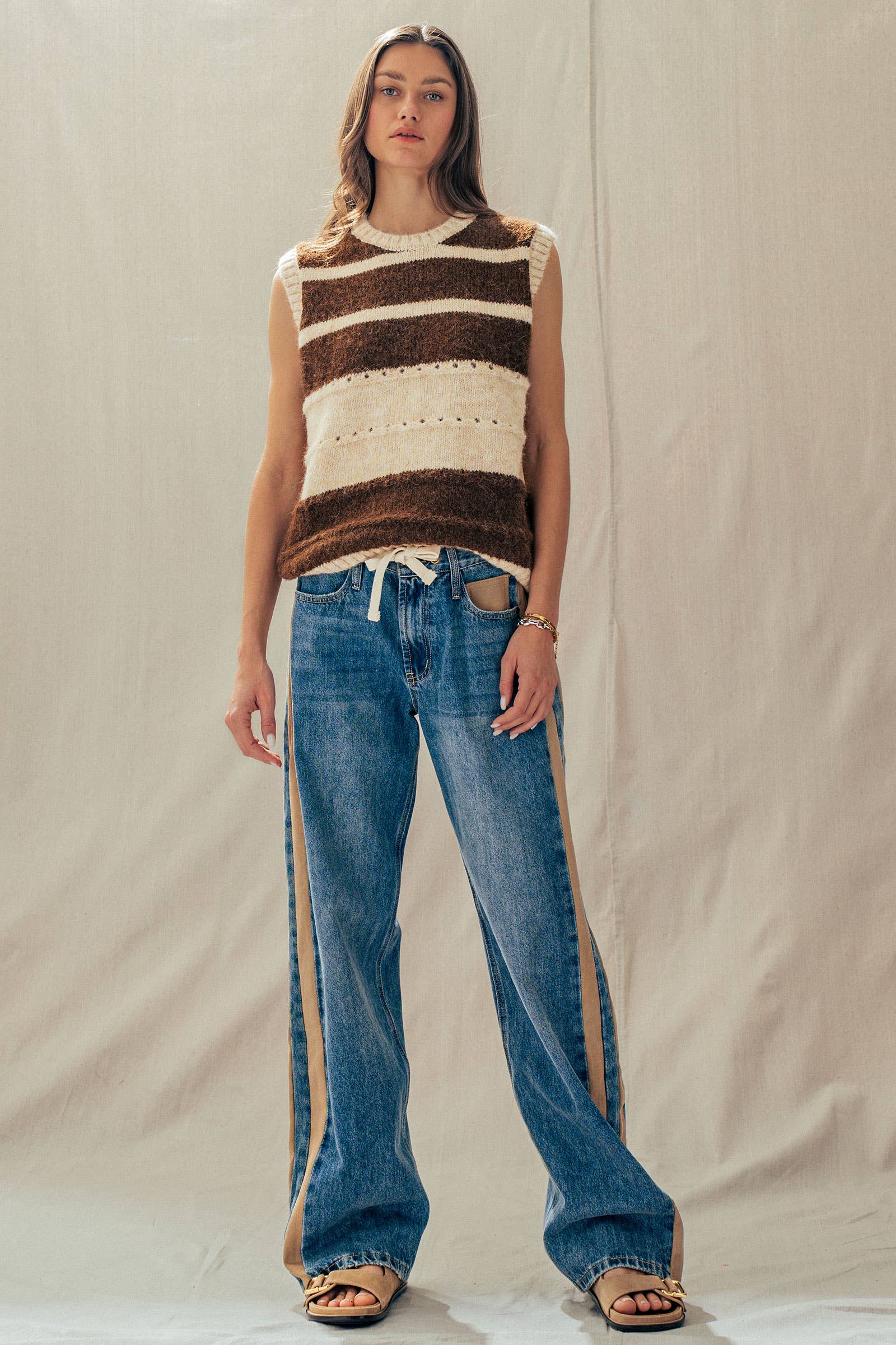 Striped Boho Knit Sweater Vest
