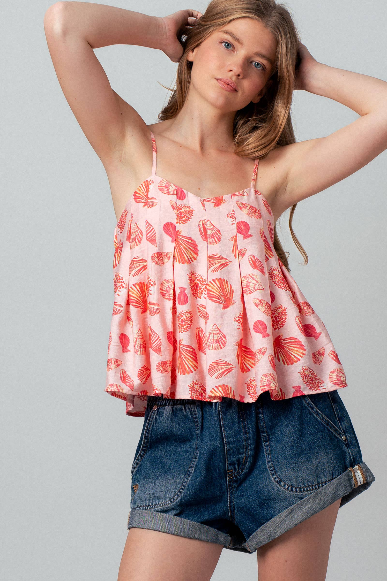 Seashell Print Empire Waist Cami Top