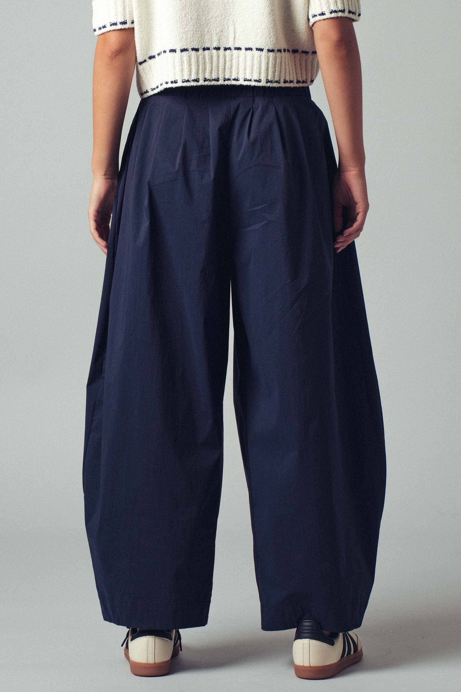 Contrast Waist Cocoon Leg Pants
