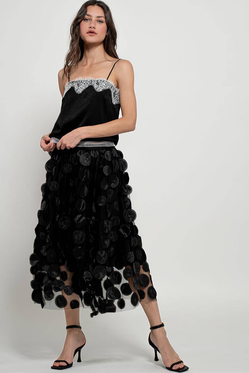 Urban Daizy Polka Dot Tulle Midi Skirt with Elastic Waist Black Skirt - Women's (UDZ-SK-00104) – alternate view 22