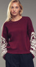 Urban Daizy Embroidered Sleeve Ivory Knit Sweater Ivory-Black Knit Sweater - Women's (UDZ-KN-00654) – alternate view 3
