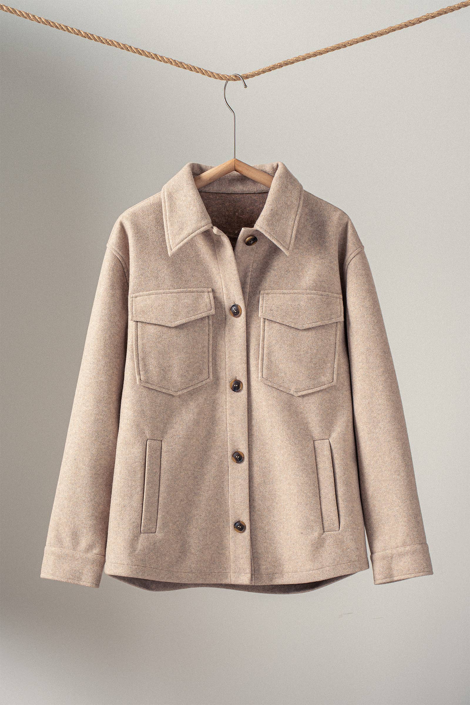 Urban Daizy Colorblock Wool Blend Shacket Jacket Black Shirt Jacket/Shacket - Women's (UDZ-TP-00812) – alternate view 3