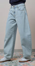 Light Wash Curved Barrel Leg Wide Jeans in LT BLUE - Women's Casual Pants | Urban Daizy