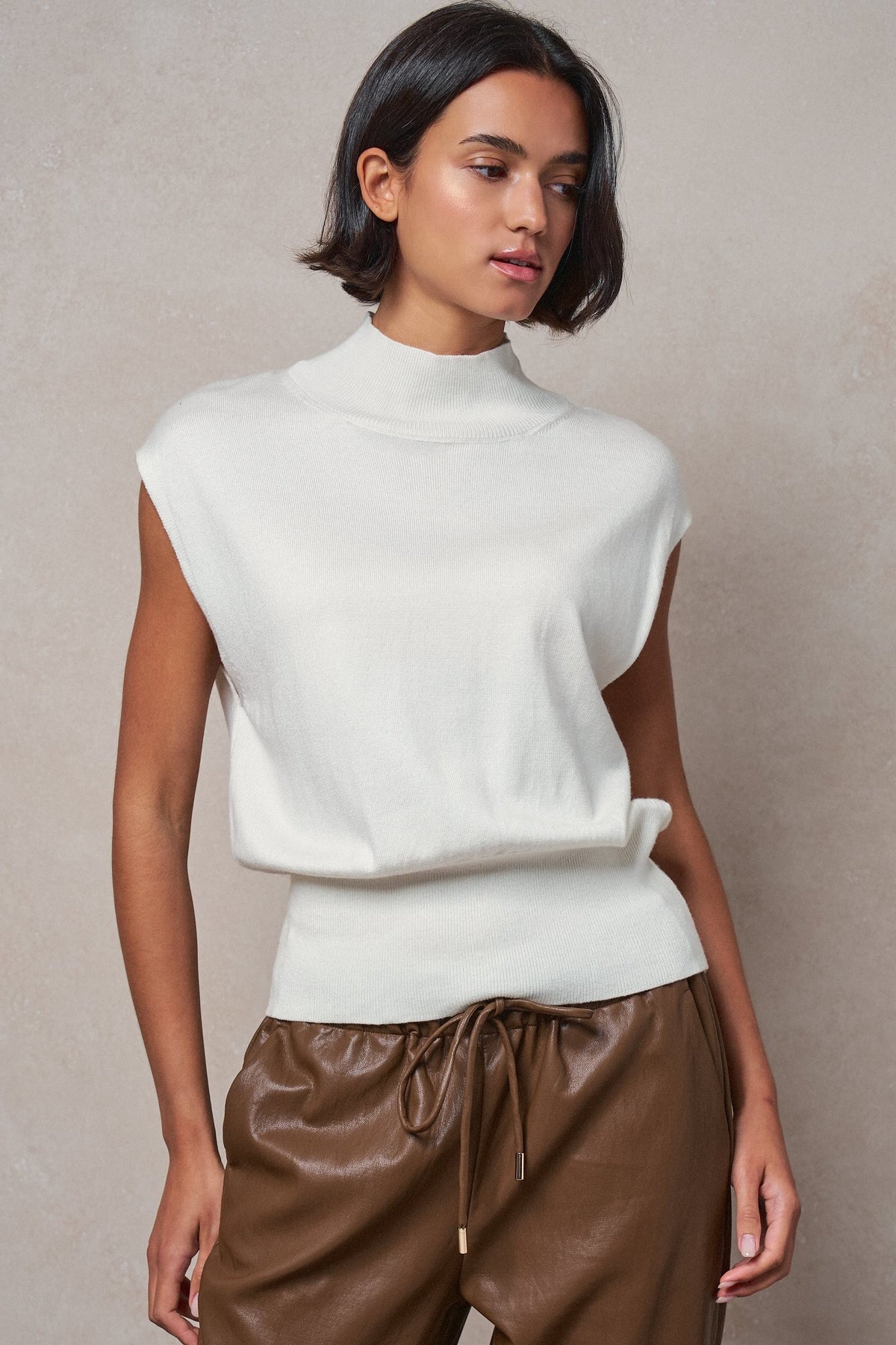 Uptown Mockneck Blouson Top in IVORY - Women's Sweaters | Urban Daizy