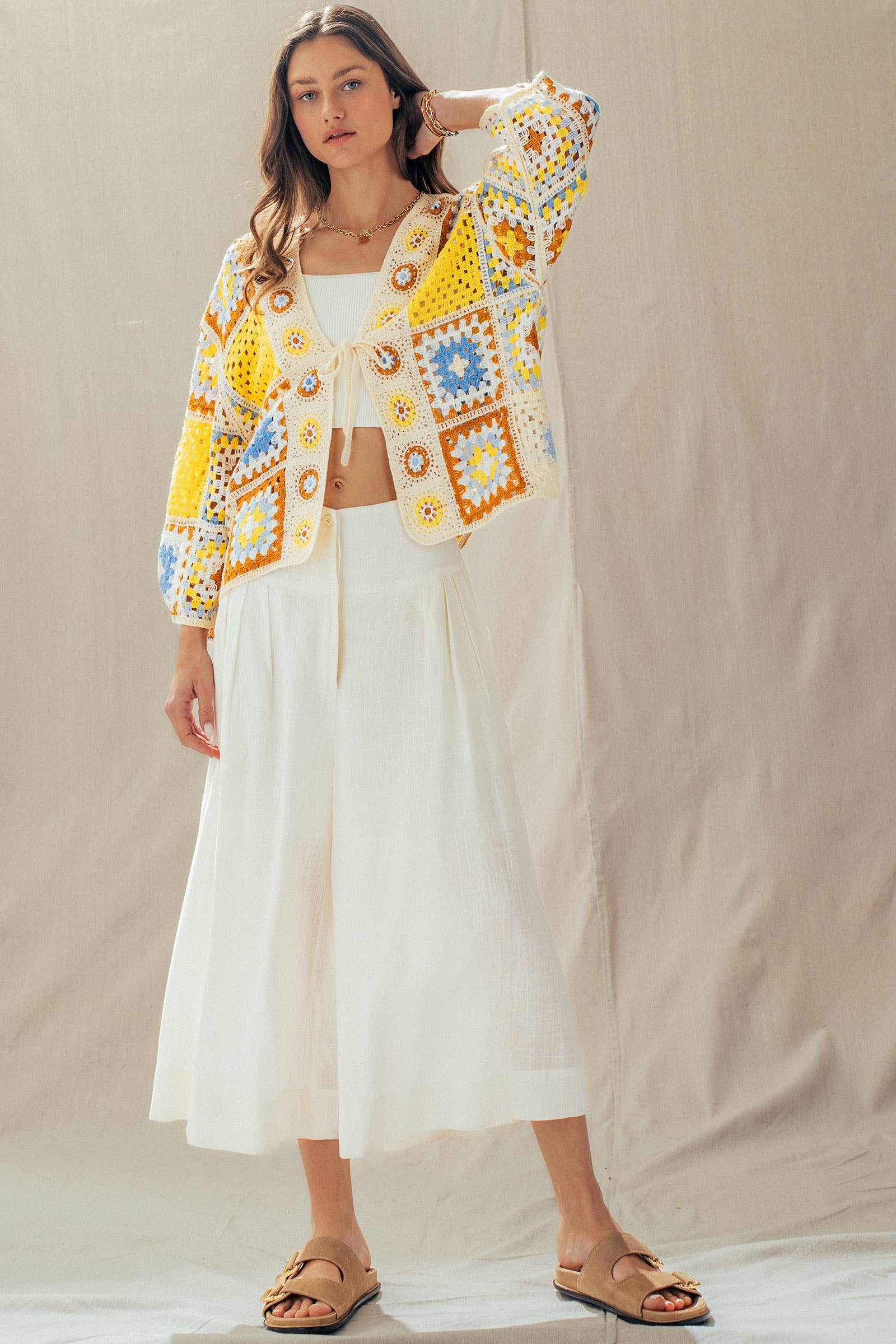 Bohemian Extra Wide Leg Ankle Length Pull On Pants