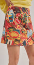 Travel Patch Print Mini Skirt in Italian Summer Vacation in MULTI - Women's Mini Skirts | Urban Daizy