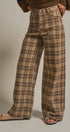 Checker Plaid Wide Leg Pants Y2K Vintage Western for Women in BROWN - Women's Casual Pants | Urban Daizy