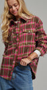 Oversized Plaid Button-Up Flannel Shirt w Pockets in BROWN MULTI - Women's Shirts & Blouses | Urban Daizy
