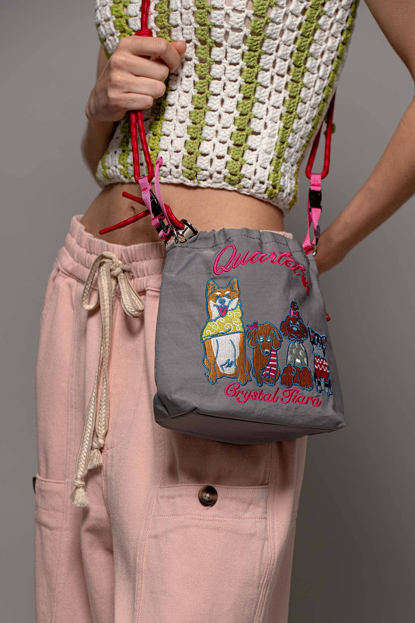 Urban Daizy Embroidered Band Character Drawstring Crossbody Black Crossbody Bag - Women's (UDZ-DR-00388) – alternate view 5