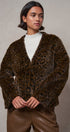 Leopard Print Faux Fur V-Neck Jacket in BROWN - Women's Jackets & Blazers | Urban Daizy