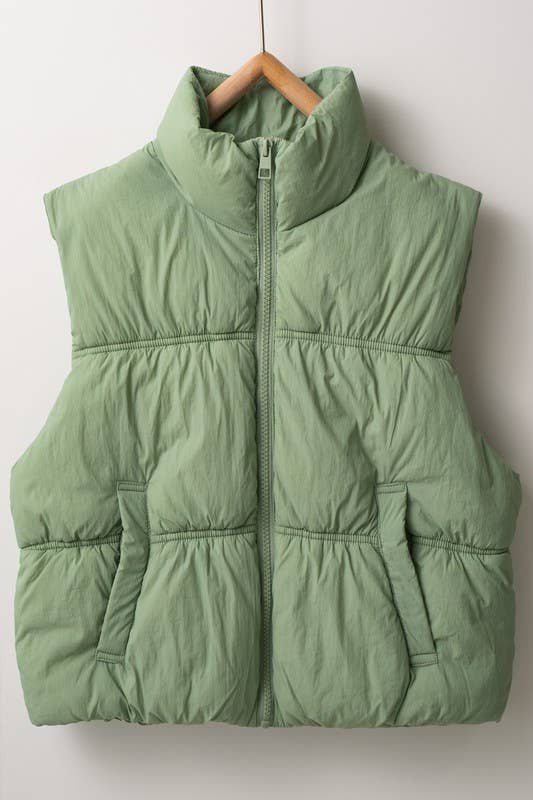 Urban Daizy QUILTED ZIP UP PUFFER VEST Black Outerwear Vest - Women's (UDZ-OT-00268) – alternate view 18