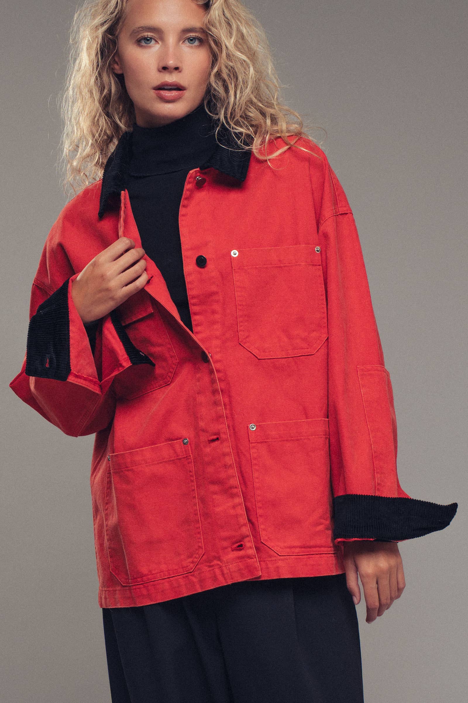 Urban Daizy Utility Contrast Collar Workwear Jacket Camel Jacket - Women's (UDZ-TP-00811) – alternate view 13