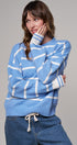 Cloud Nine Fuzzy Stripe Sweater in IVORY BLUE - Women's Sweaters | Urban Daizy