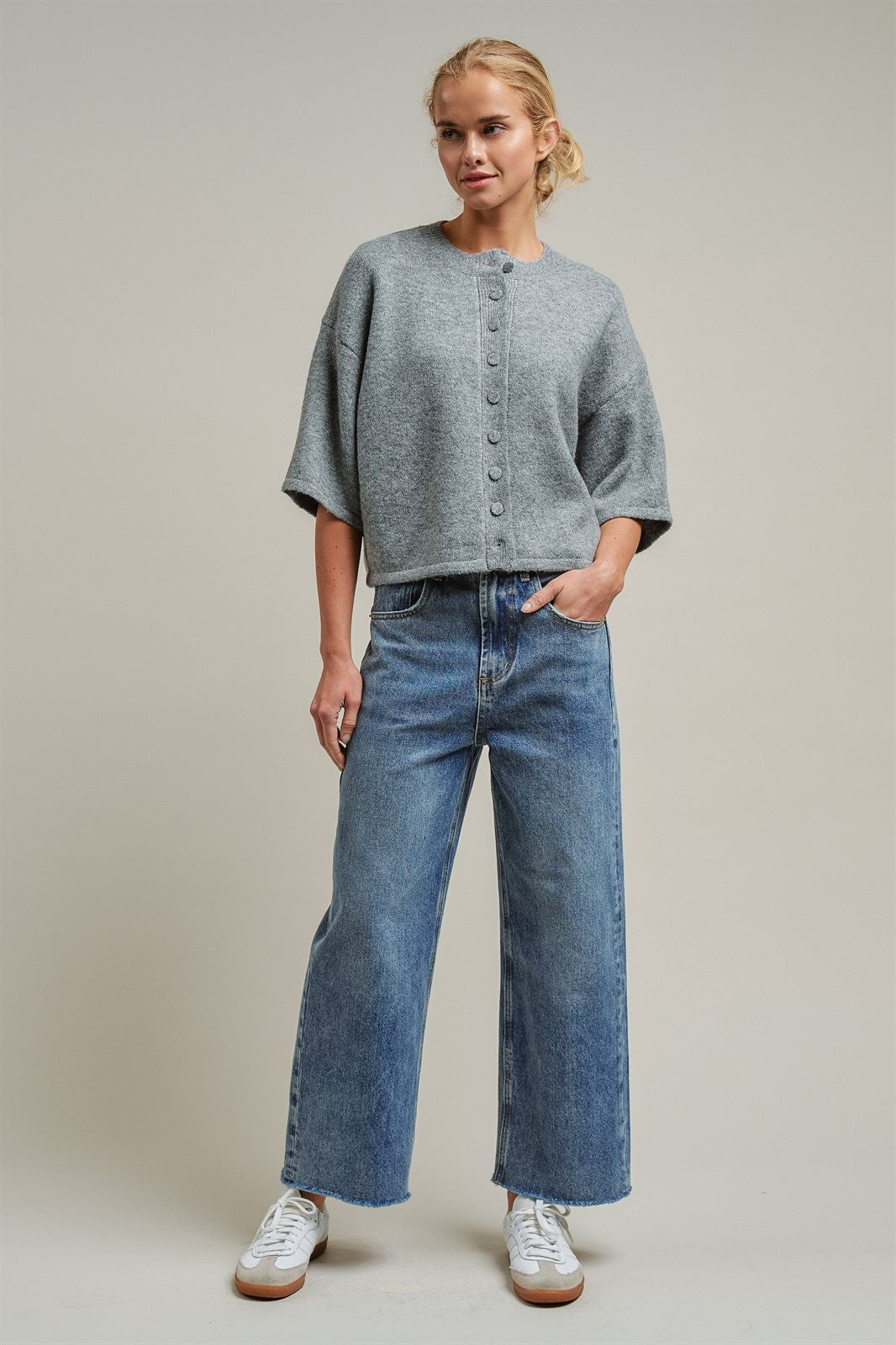 Wide Leg High Waist Denim Jeans in DENIM - Women's Straight Jeans | Urban Daizy
