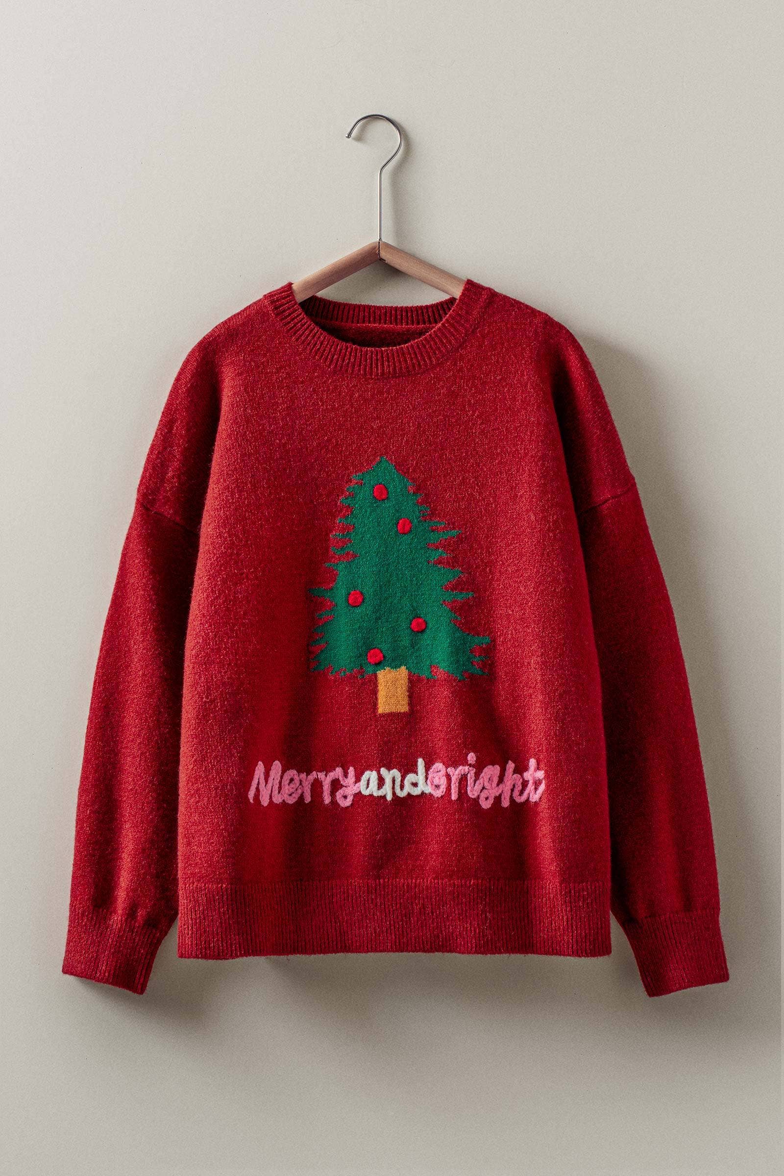 Urban Daizy "Merry and Bright" Textured Graphic Knit Sweater Ivory Knit Sweater - Women's (UDZ-DR-00392) ��� alternate 