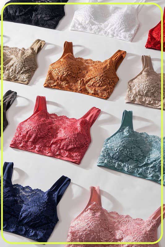 Urban Daizy Romantic Lace Longline Bralette Top Brick Bralette - Women's (UDZ-TP-00022) – alternate view 10