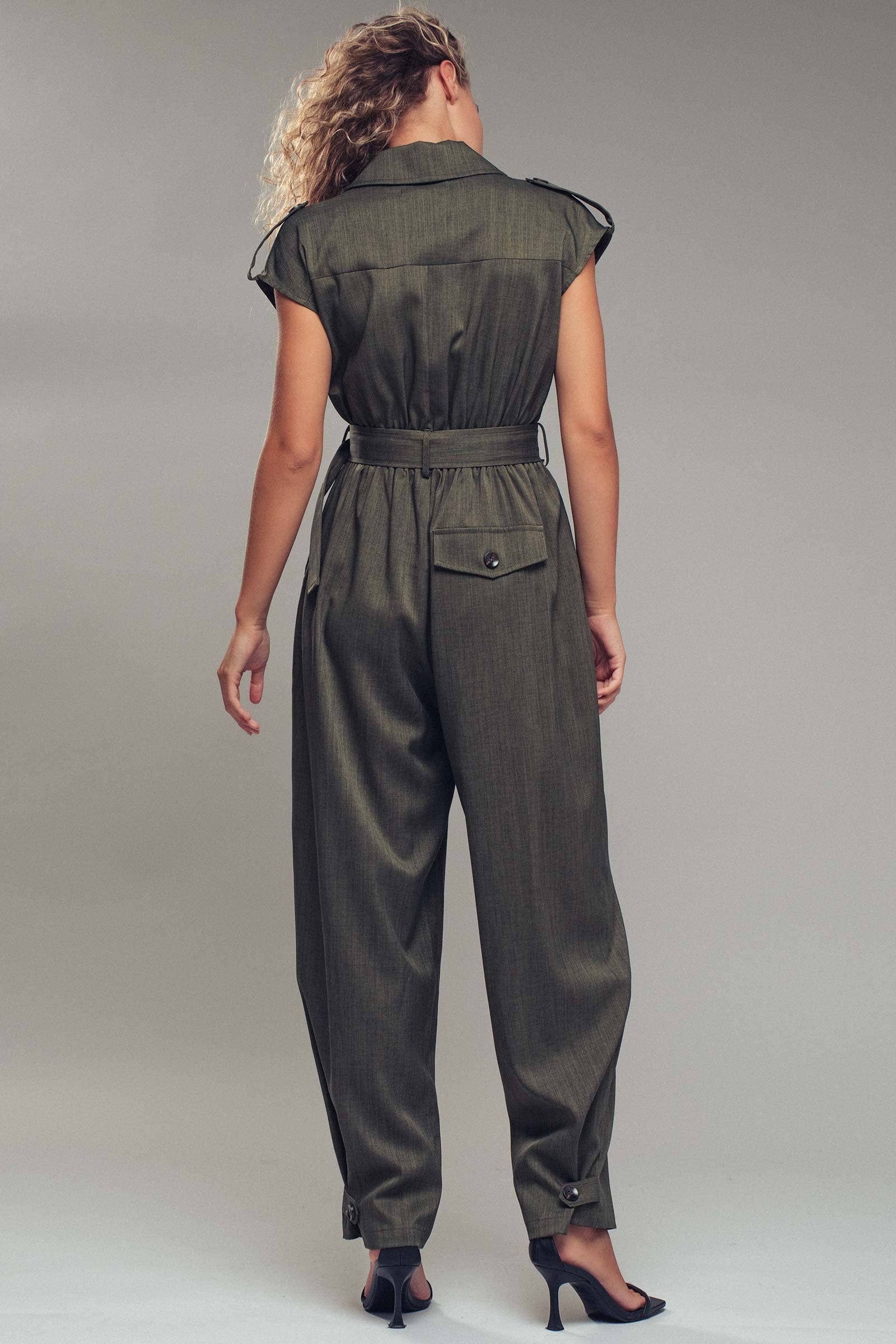 Urban Daizy Double-Breasted Belted Jumpsuit Taupe Jumpsuit - Women's (UDZ-KN-00654) – alternate view 4