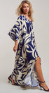 Urban Daizy Navy Abstract Leaf Print Caftan Maxi Dress Navy Dress - Women's (TNDR1631-Navy) – alternate view 4