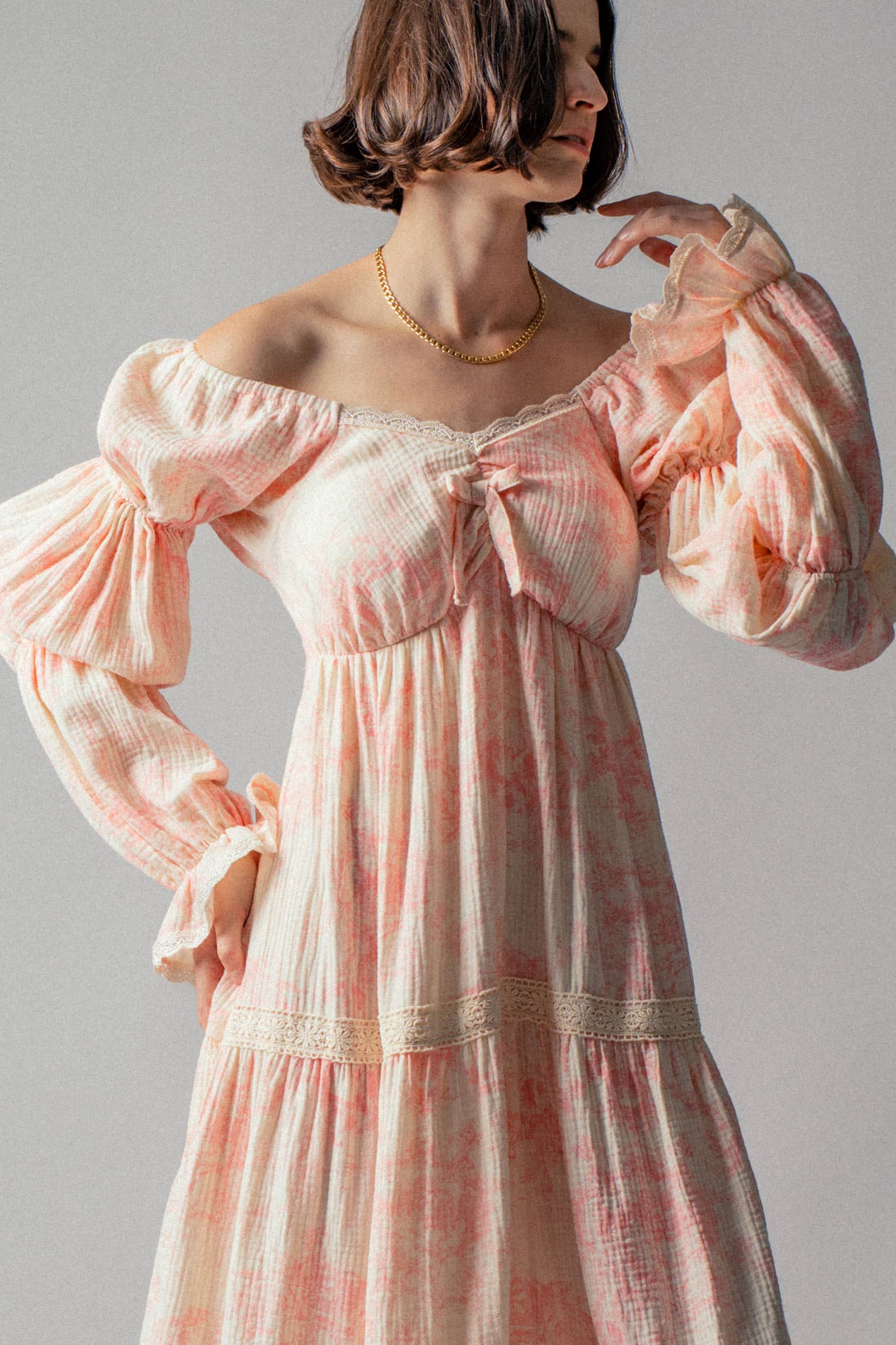 Urban Daizy Off-Shoulder Tiered Puff Sleeve Midi Dress Blue Dress - Women's (UDDR0211-Blue) – alternate view 21