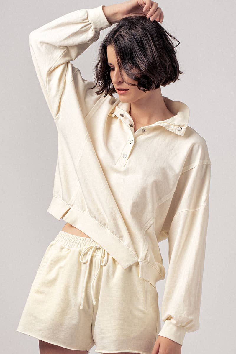 Vintage Wash Snap-Front Sweatshirt