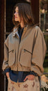 Cropped Zip Bomber Jacket in KHAKI - Women's Jackets & Blazers | Urban Daizy