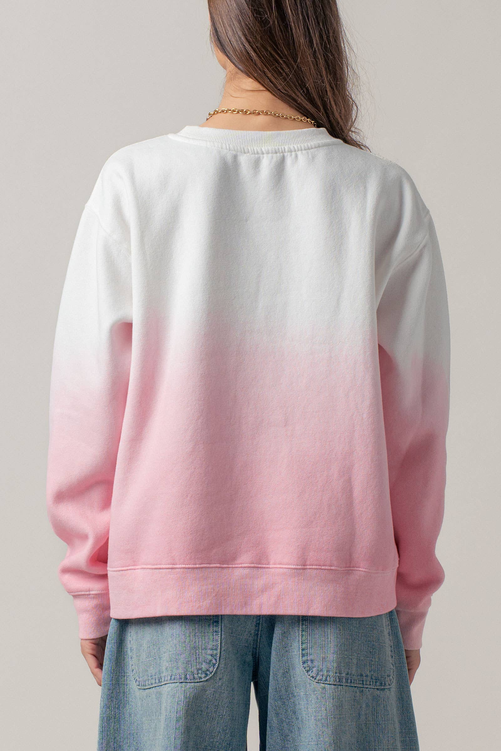 Ombré Dip-Dye Crewneck Sweater