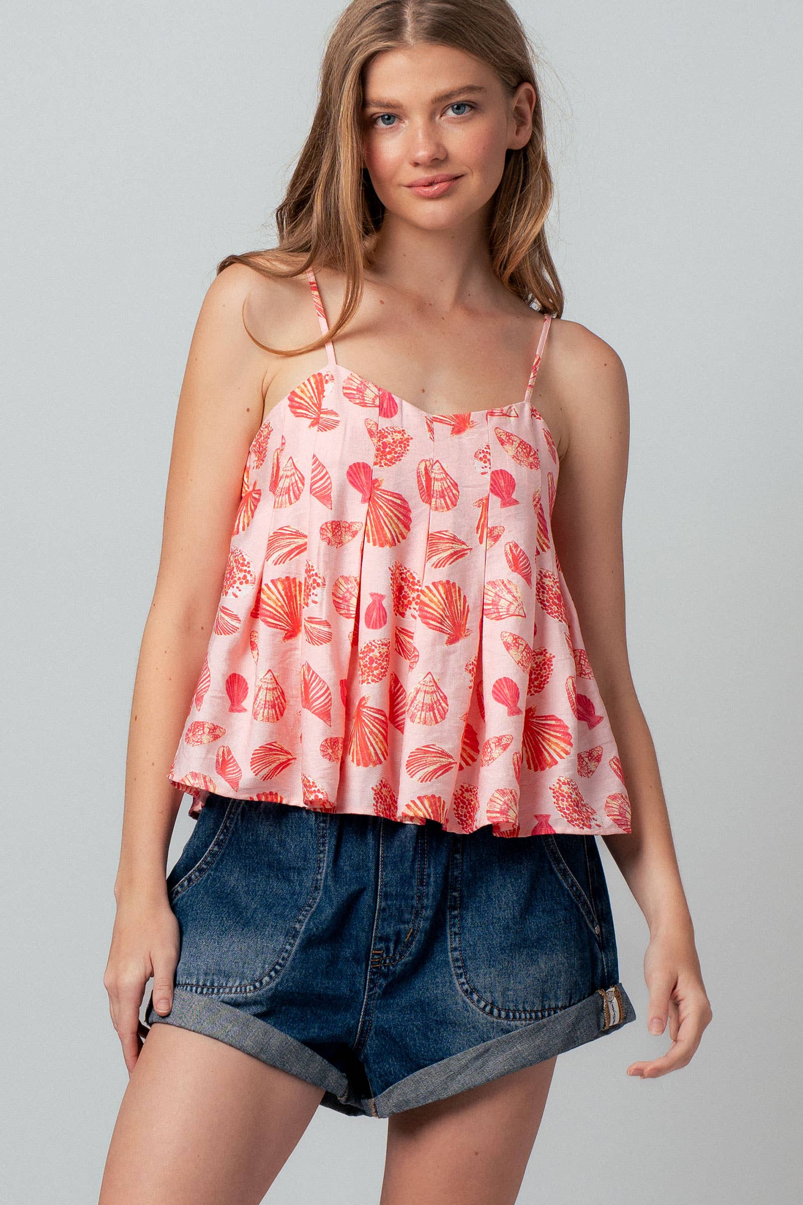 Seashell Print Empire Waist Cami Top
