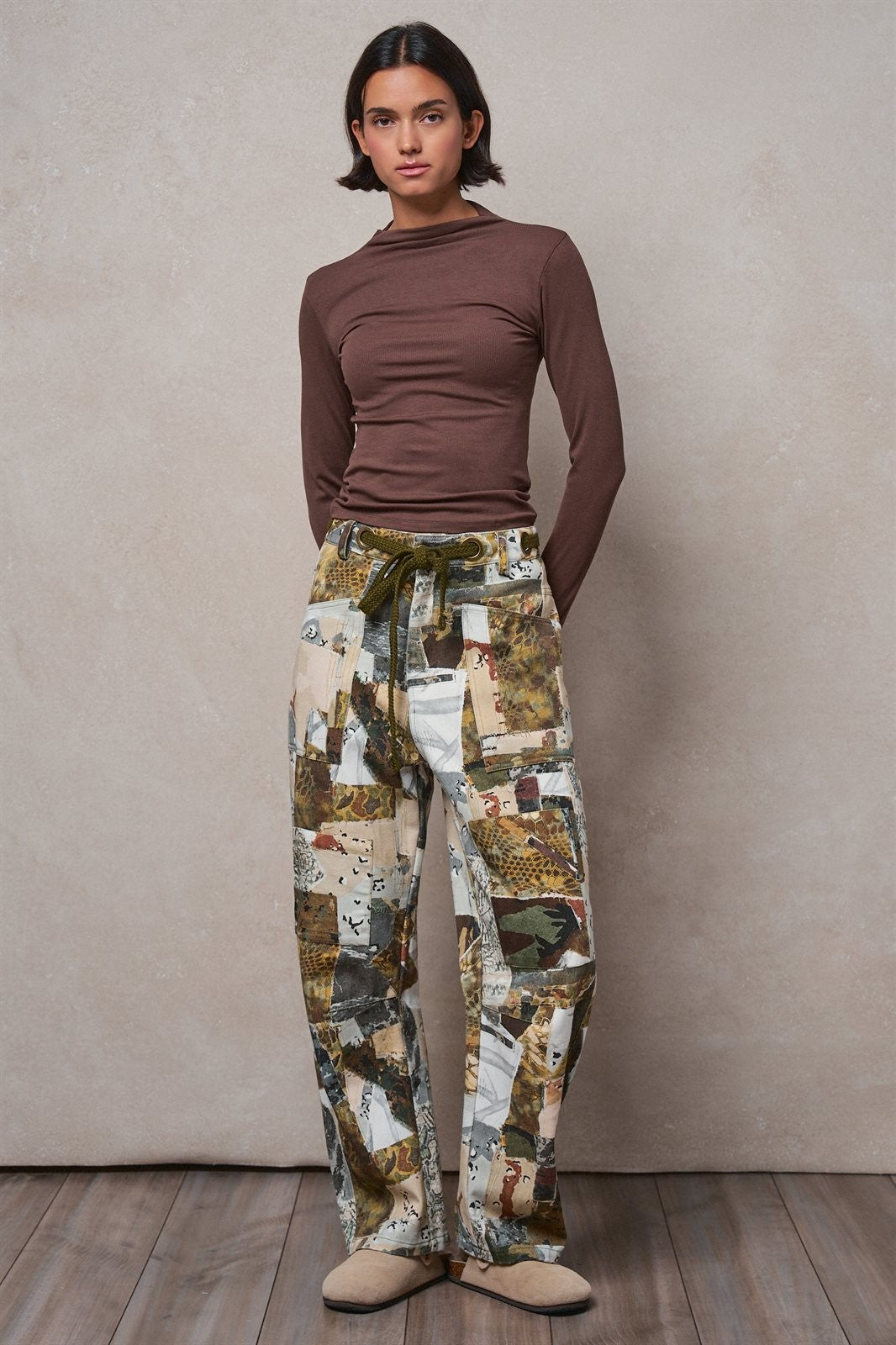Camo Cargo Pants Wide Leg Patchwork Utility Streetwear in MULTI - Women's Casual Pants | Urban Daizy
