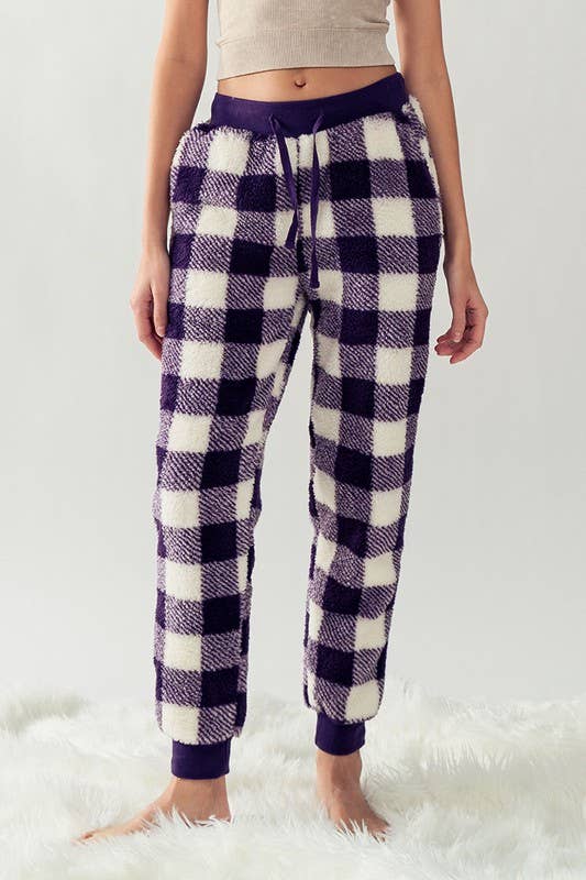 Urban Daizy Cozy Checkered Jogger Style Pajama Pants Ash-Blue Sleepwear Bottom - Women's (UDZ-PT-00127) – alternate view 4