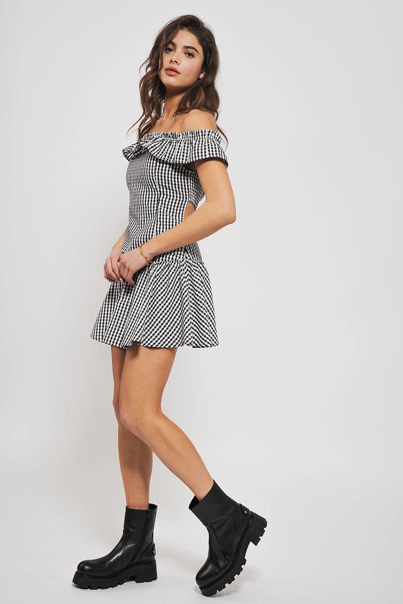 Urban Daizy Gingham Ruffle Off-Shoulder Crop Top Pink Blouse - Women's (UDZ-TP-01034) – alternate view 12