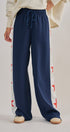USA Star Side Stripe Wide-Leg Track Pants in NAVY - Women's Casual Pants | Urban Daizy