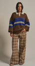 Checker Plaid Wide Leg Pants Y2K Vintage Western for Women in BROWN - Women's Casual Pants | Urban Daizy