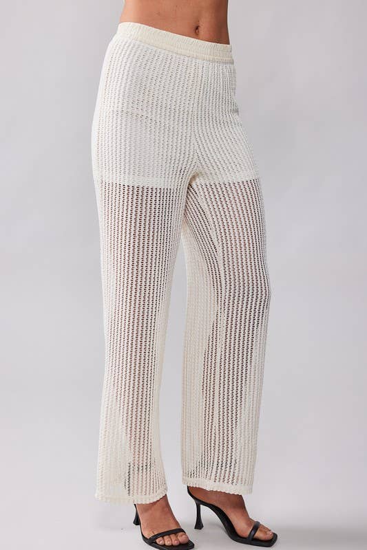 Mesh Knit Wide Leg Pants