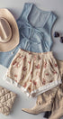 Urban Daizy Western Rodeo Ready Roundup Elastic Waistband Shorts Ivory Shorts - Women's (UDZ-DR-00390) – alternate view 9